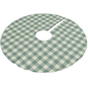 Rustic Green Gingham Modern Christmas Brushed Polyester Tree Skirt