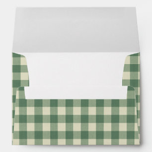 Rustic Green Gingham Modern Christmas Envelope