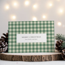 Rustic Green Gingham Modern Christmas