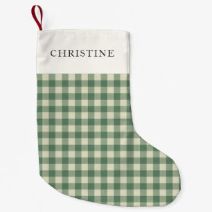 Rustic Green Gingham Modern Christmas Small Christmas Stocking