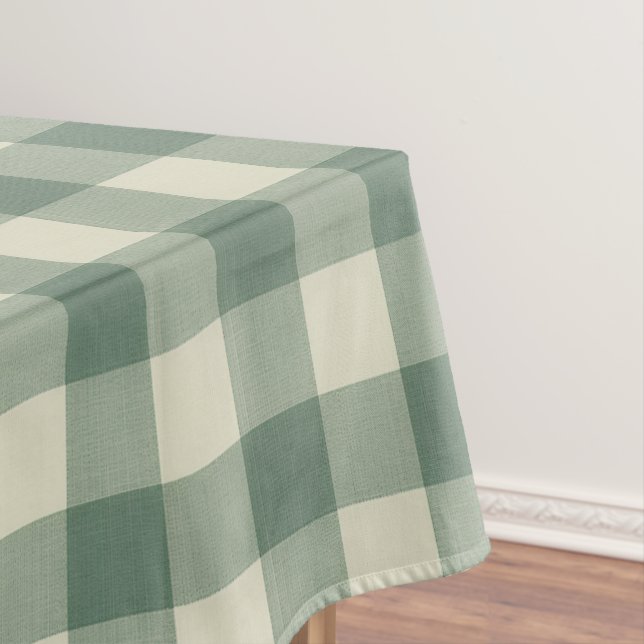 Rustic Green Gingham Modern Christmas Tablecloth (In Situ)