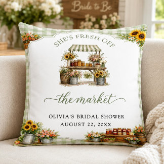 Rustic Green Gingham She's Fresh Off The Market Cushion