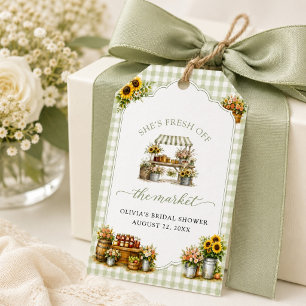 Rustic Green Gingham She's Fresh Off The Market Gift Tags