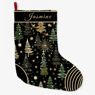 Rustic Green & Gold Christmas Stocking