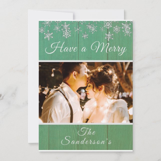 Rustic Green  Have a Merry Christmas  Holiday Card (Front)