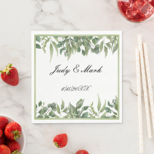Rustic Green Leaves Greenery Foliage Napkin
