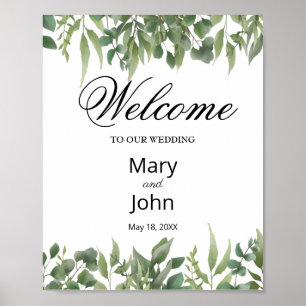 Rustic Green Leaves Greenery Foliage Wedding Sign