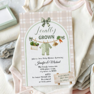 Rustic Green Locally Grown Baby Shower Invitation 