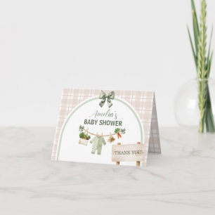 Rustic Green Locally Grown Baby Shower  Thank You Card