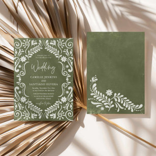 Rustic Green Mexican Wedding Invitation