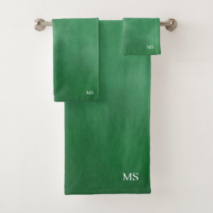 Rustic Green Monogrammed Bath Towel Set