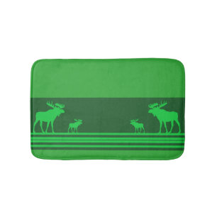 Rustic green moose memory foam bath mat