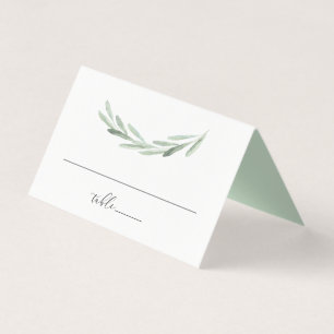 Rustic Green Olive Wreath Wedding Table Place Card