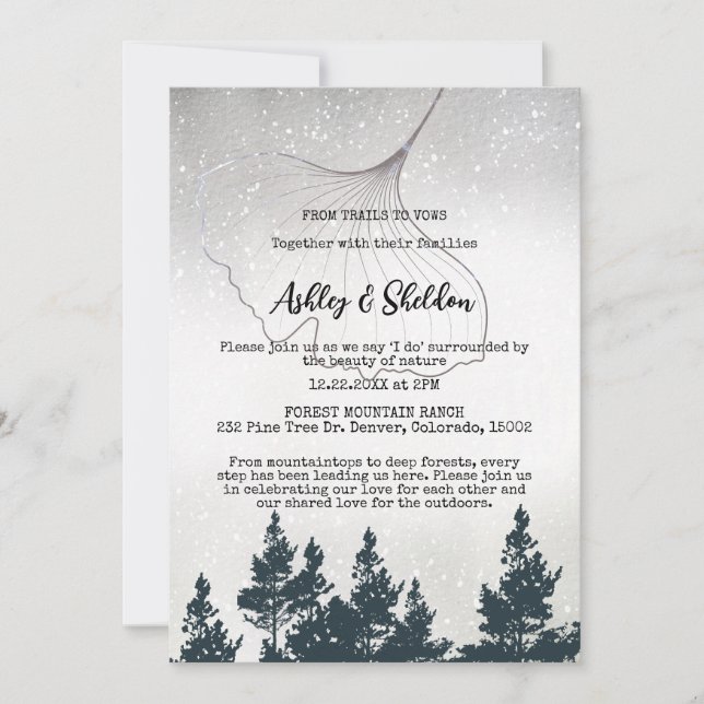 Rustic Green Pine Tree Mountain Outdoorsy Wedding  Invitation (Front)
