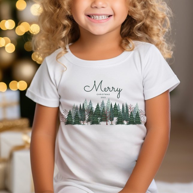 Rustic green pine trees Christmas Holiday   T-Shirt (Rustic green pine trees Christmas Holiday T-Shirt)