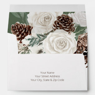 Rustic Green Pine Winter Sparkle Wedding Envelope