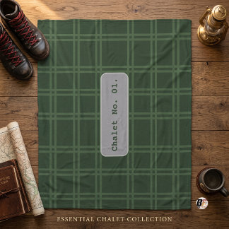 Rustic Green Plaid Chalet Fleece Blanket