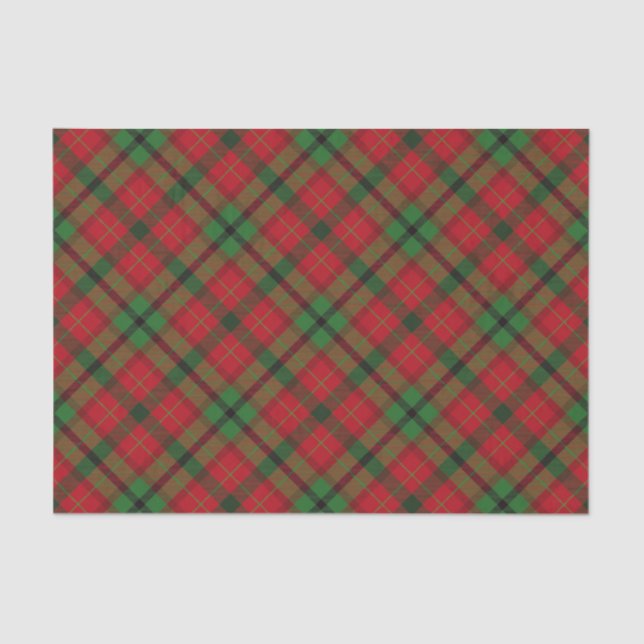 Rustic Green Red Christmas Holiday Tartan Plaid Tissue Paper (Front)