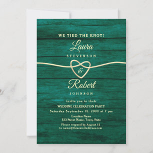 Rustic Green Rope Heart Wedding Reception Invitation