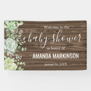Rustic Green Succulent Modern Baby Shower Banner