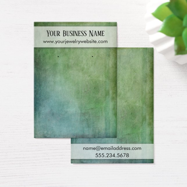 Rustic Green & Teal Earring Holder Display Cards (Desk)