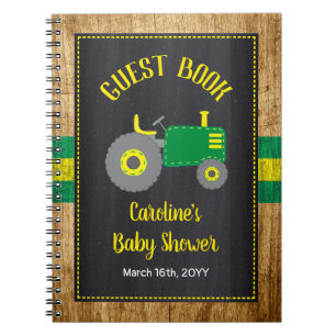 Rustic Green Tractor Baby Shower Guest Book