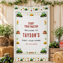 Rustic Green Tractor Farm First Year Down One