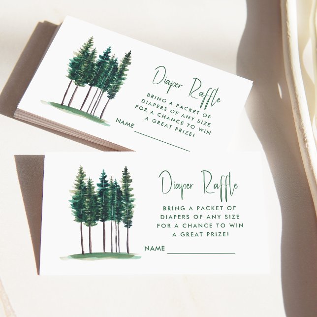 Rustic Green Trees Diaper Raffle Enclosure Card (Creator Uploaded)