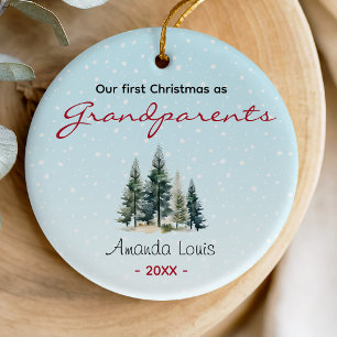 Rustic Green Trees First Christmas Grandparents Ceramic Tree Decoration
