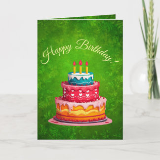Rustic Green Vintage Floral Birthday Greeting Card