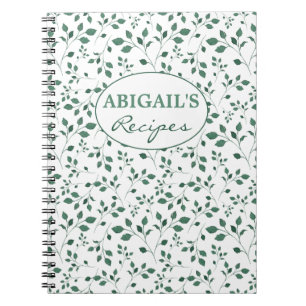 Rustic Green Watercolor Foliage Pattern Notebook