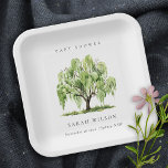 Rustic Green Watercolor Willow Tree Baby Shower Paper Plate<br><div class="desc">For any further customisation or any other matching items,  please feel free to contact me at yellowfebstudio@gmail.com</div>