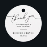 Rustic Green & White Simple Thank You Favour Tags<br><div class="desc">Designed to coordinate with our Romantic Script wedding collection,  this customisable tag,  features a calligraphy graphic thank you,  paired with a classy serif font in black. Matching items available.</div>