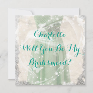 Rustic Green Will You Be My Bridesmaid Invitation