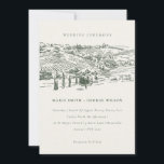Rustic Green Winery Mountain Sketch Wedding Invitation<br><div class="desc">For any further customisation or any other matching items,  please feel free to contact me at yellowfebstudio@gmail.com</div>