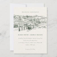 Rustic Green Winery Mountain Sketch Wedding