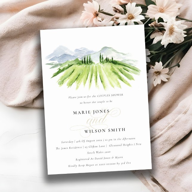 Rustic Green Winery Vineyard Couples Shower Invite (Creator Uploaded)