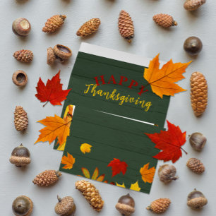 Rustic Green Wood Autumn Foliage Thanksgiving Envelope