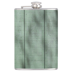 Rustic Green Wood Wall with Dappled Shadows/Light Hip Flask