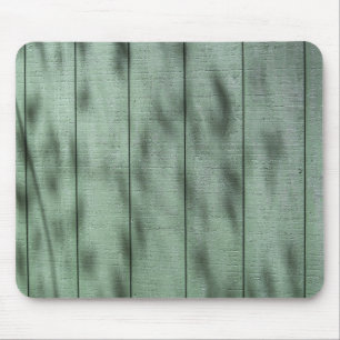 Rustic Green Wood Wall with Dappled Shadows/Light Mouse Pad