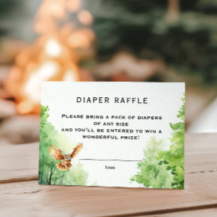 Rustic Green Woodland Watercolor Diaper Raffle Enclosure Card