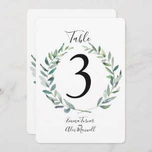 Rustic Green wreath   Table number cards