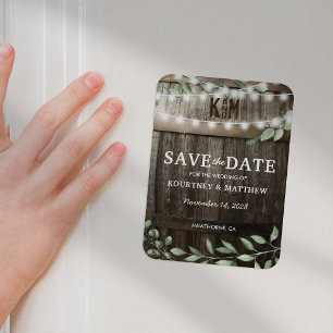Rustic Greener Wedding Fridge Save the Date Magnet