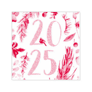 Rustic Greenery 2025 Blue New Years Holiday Self-inking Stamp