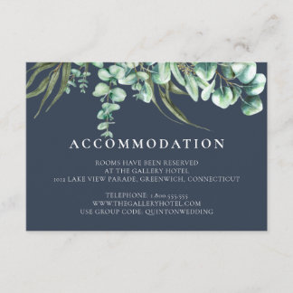 Rustic Greenery and Navy Eucalyptus Watercolor Enclosure Card