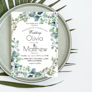 Rustic Greenery Boho Eucalyptus Elegant Wedding Invitation