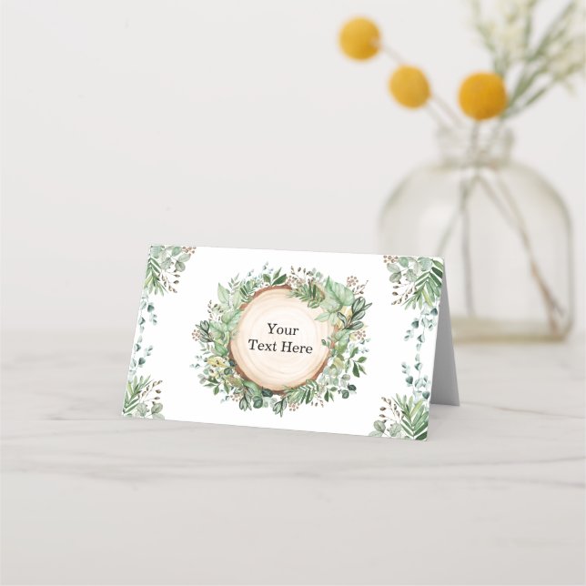 Rustic Greenery Botanical Forest Neutral Shower Place Card (Front)