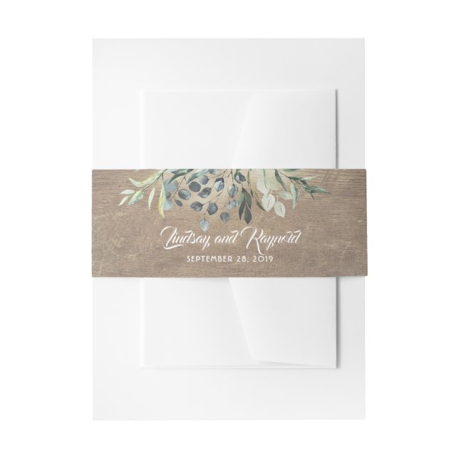 Rustic Greenery Branches Countryside Wedding Invitation Belly Band (Front Example)