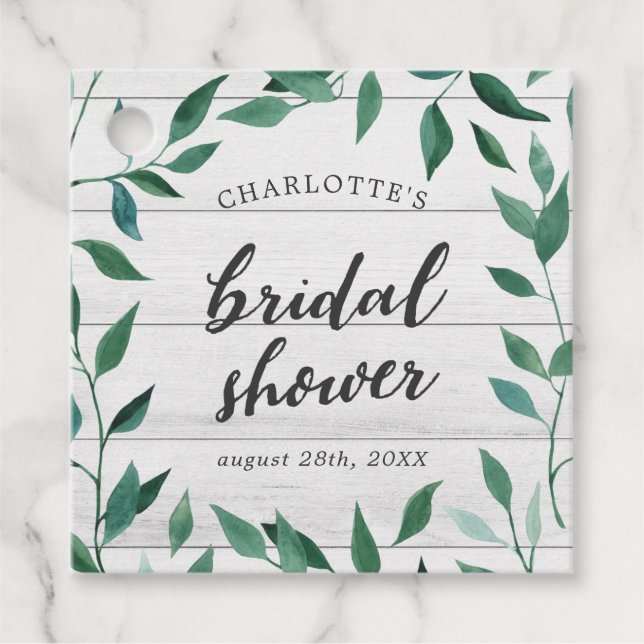 Rustic Greenery Bridal Shower Favour Tags (Front)