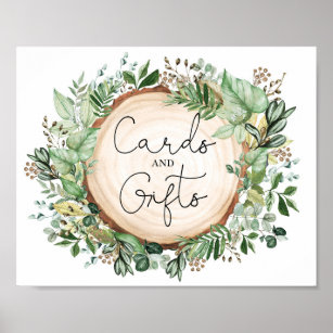 Rustic Greenery Cards Gifts Wedding Bridal Shower Poster